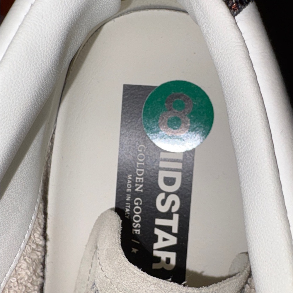 Golden Goose Mid Star White Sneakers with Gold Star and Dark Brown Glitter Heel - Picture 12 of 16